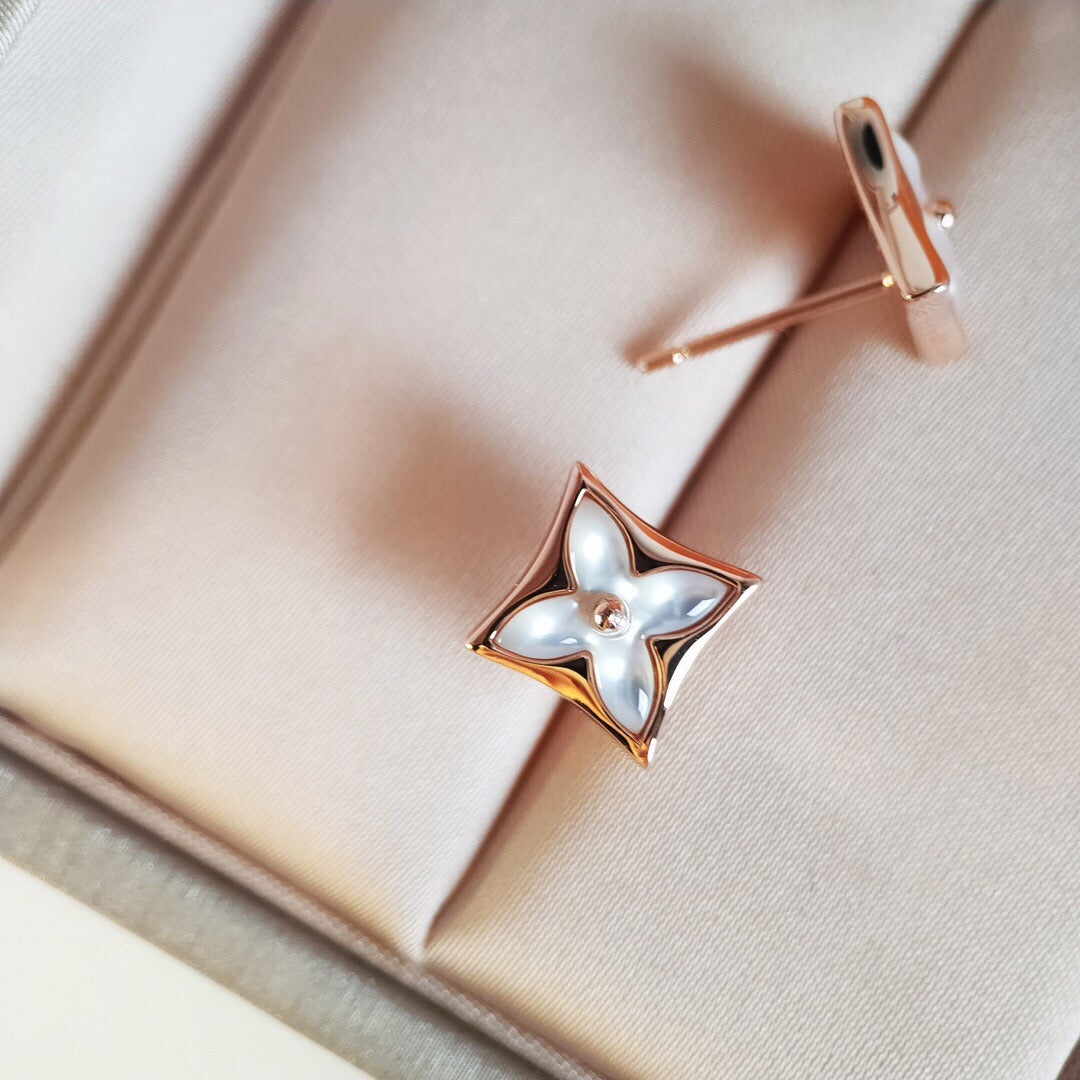 [Vicky]STAR MOP PINK GOLD EARRINGS