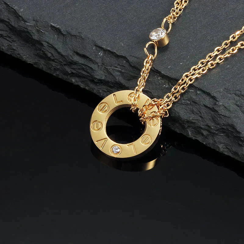 [Vicky]LOVE NECKLACE 16MM 2 DIAMONDS