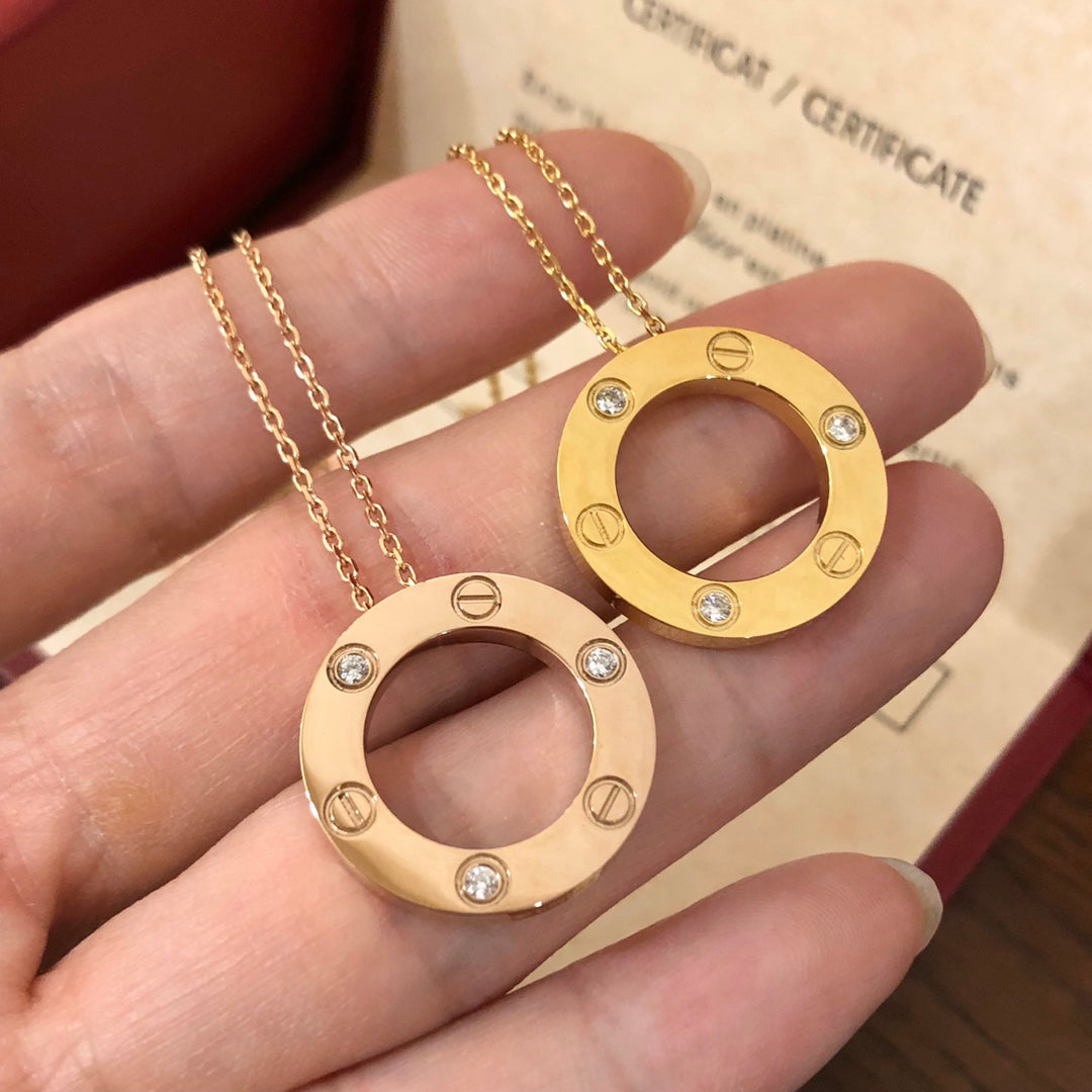 [Vicky]LOVE NECKLACE 16MM 3 DIAMONDS