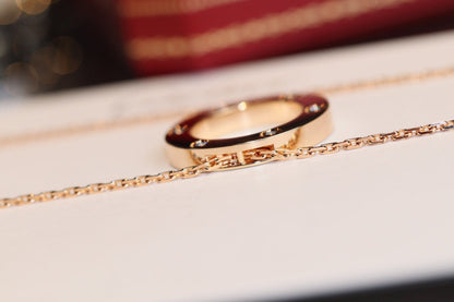 [Vicky]LOVE NECKLACE 16MM 6 DIAMONDS PINK GOLD