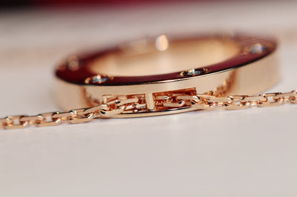 [Vicky]LOVE NECKLACE 16MM 6 DIAMONDS PINK GOLD