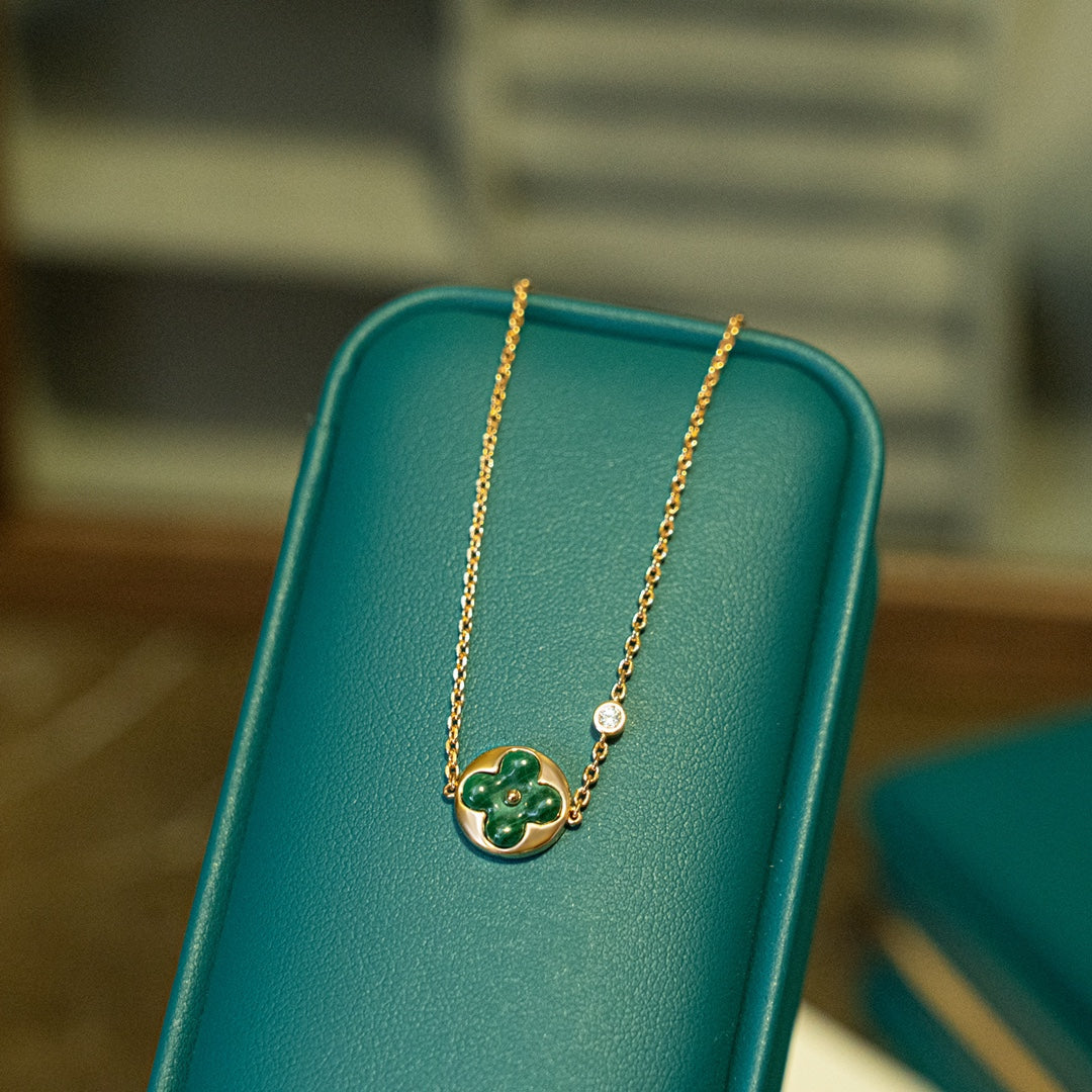 [Vicky]SUN MALACHITE 1 DIAMOND PINK GOLD BRACELET