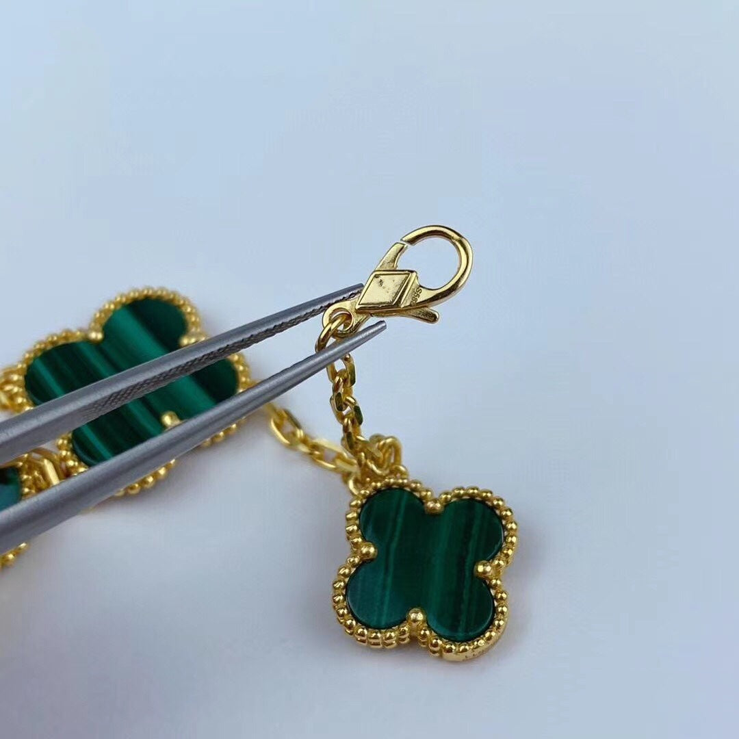 [Vicky]MAGIC CLOVER MALACHITE GOLD BRACELET 5 MOTIFS