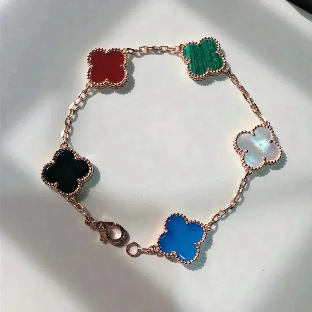[Vicky]CLOVER 5 MOTIFS MULTICOLOR BRACELET