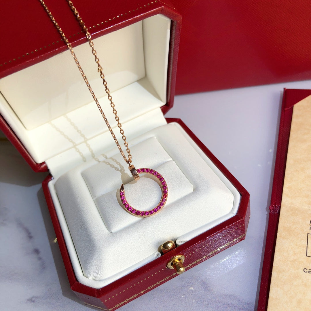 [Vicky]JUSTE HALSKETTE GOLD ROTE DIAMANTEN