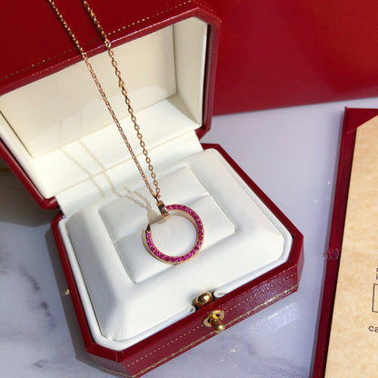 [Vicky]JUSTE HALSKETTE GOLD ROTE DIAMANTEN