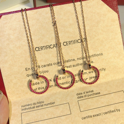 [Vicky]JUSTE HALSKETTE GOLD ROTE DIAMANTEN
