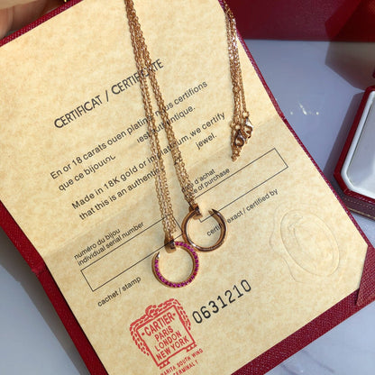 [Vicky]JUSTE HALSKETTE GOLD ROTE DIAMANTEN