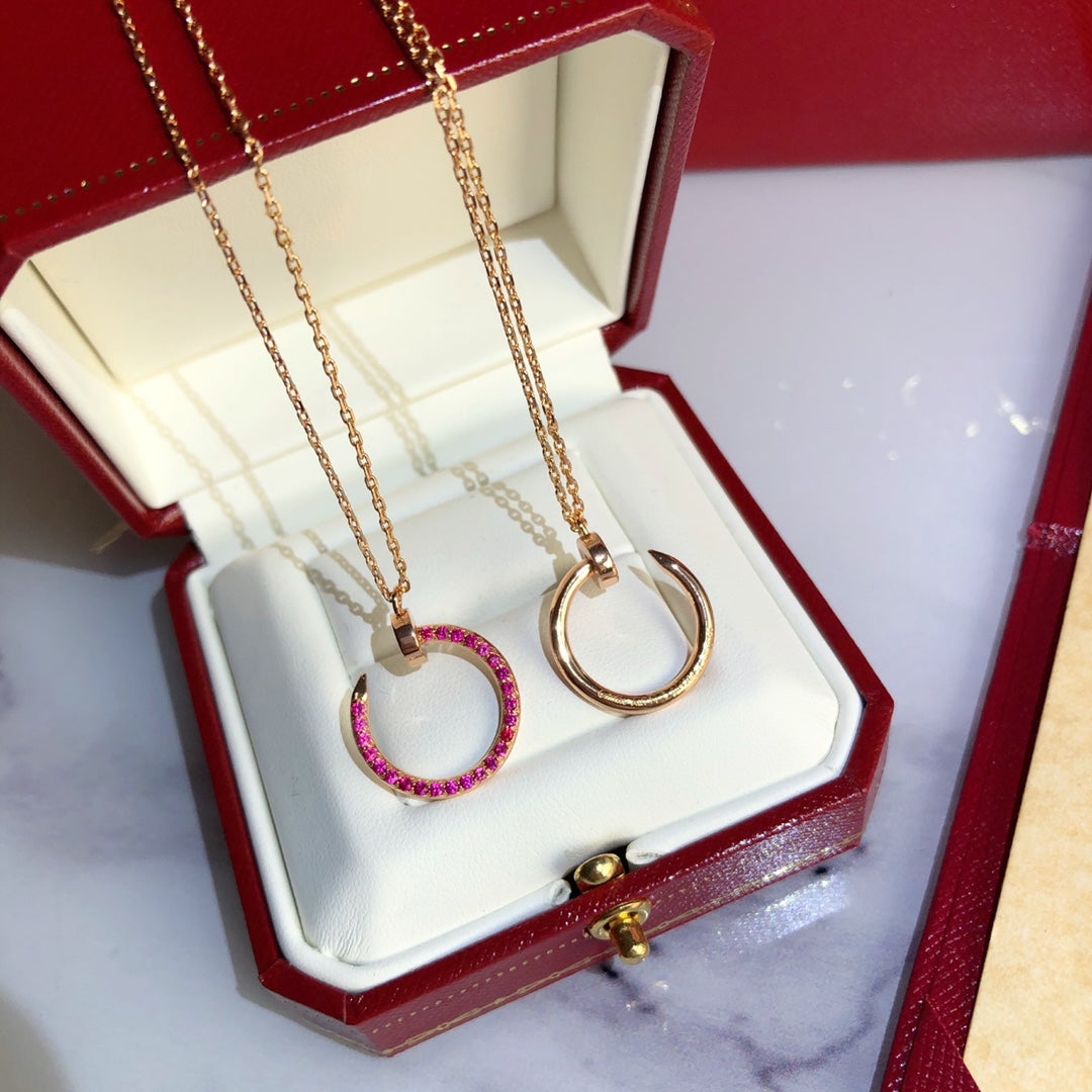 [Vicky]JUSTE HALSKETTE GOLD ROTE DIAMANTEN