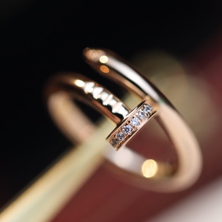 [Vicky]JUSTE RING 2.65MM PINK GOLD DIAMOND