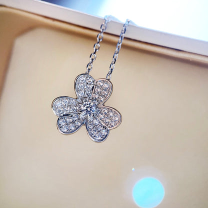 [Vicky]CLOVER DIAMOND NECKLACE SILVER