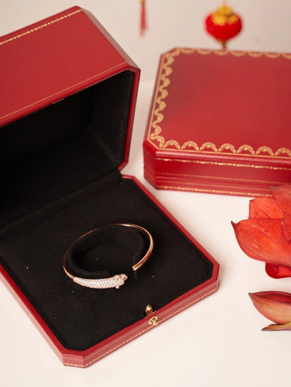 [Vicky]PANTHERE ROSE GOLD DIAMOND OPEN BRACELET