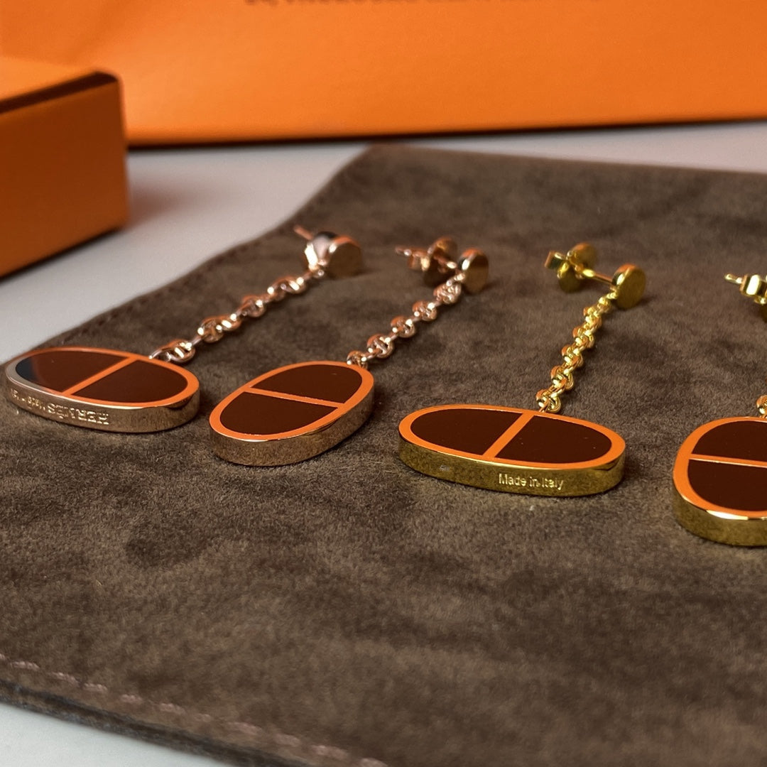 [Vicky]CHAINE VERSO BLACK CERAMIC EARRINGS