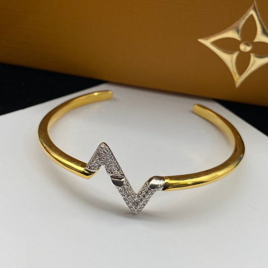 [Vicky]VOLTE UPSITE DOWN DIAMOND GOLD OPEN BRACELET