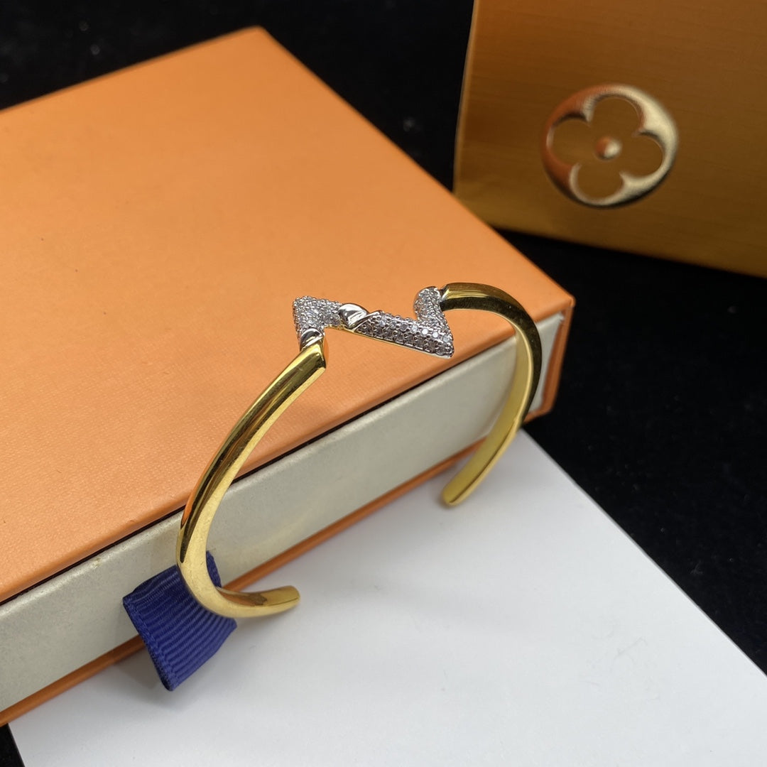 [Vicky]VOLTE UPSITE DOWN DIAMOND GOLD OPEN BRACELET