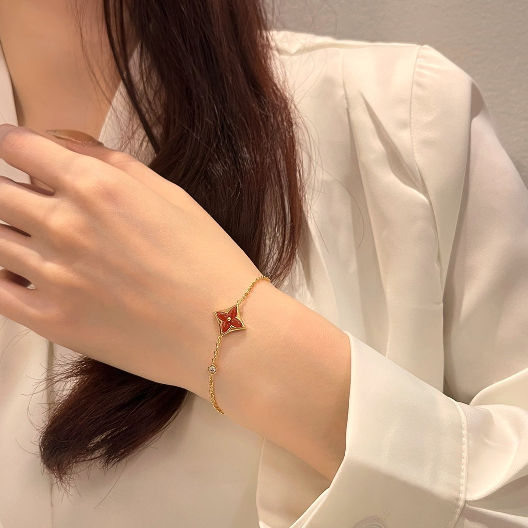 [Vicky]COLOR STAR CARNELIAN PINK GOLD DIAMOND BRACELET