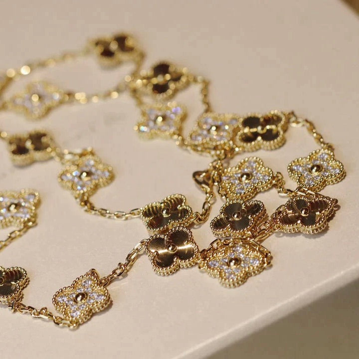 [Vicky]CLOVER 20 MOTIFS LASER DIAMOND NECKLACE