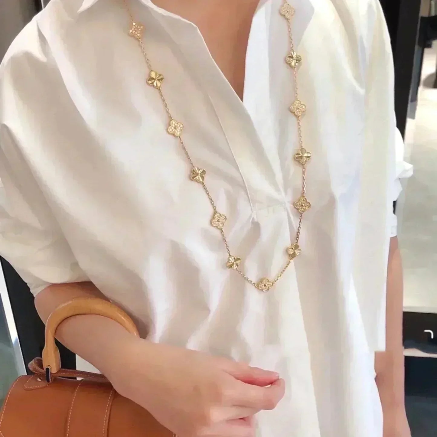 [Vicky]CLOVER 20 MOTIFS LASER DIAMOND NECKLACE