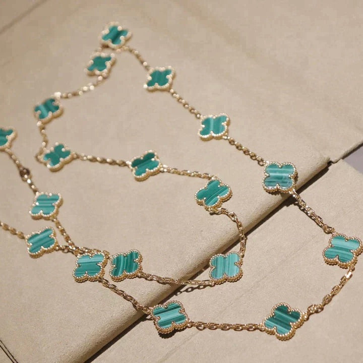 [Vicky]CLOVER 20 MOTIFS MALACHITE GOLD