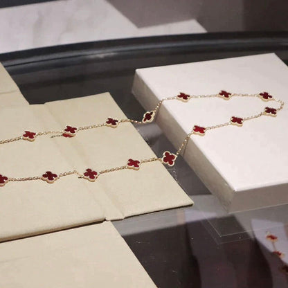 [Vicky]CLOVER 20 MOTIFS CARNELIAN NECKLACE