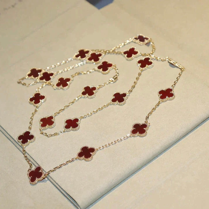 [Vicky]CLOVER 20 MOTIFS CARNELIAN NECKLACE