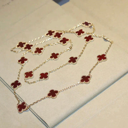 [Vicky]CLOVER 20 MOTIFS CARNELIAN NECKLACE