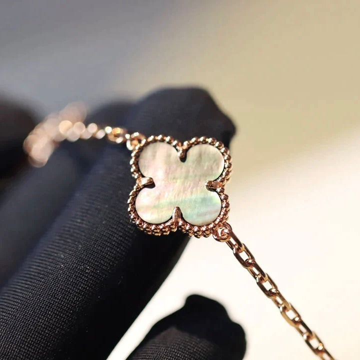 [Vicky]CLOVER 20 MOTIFS DARK MOP DIAMOND  NECKLACE