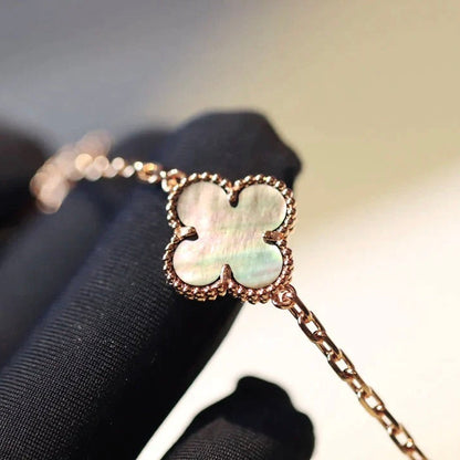 [Vicky]CLOVER 20 MOTIFS DARK MOP DIAMOND  NECKLACE