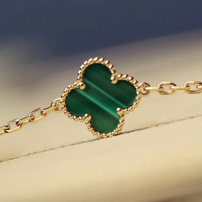 [Vicky]CLOVER 20 MOTIFS MALACHITE DIAMOND NECKLACE