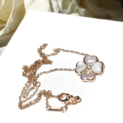 [Vicky]CLOVER MOP DIAMOND ROSE GOLD NECKLACE