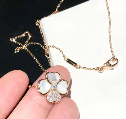 [Vicky]CLOVER MOP DIAMOND ROSE GOLD NECKLACE