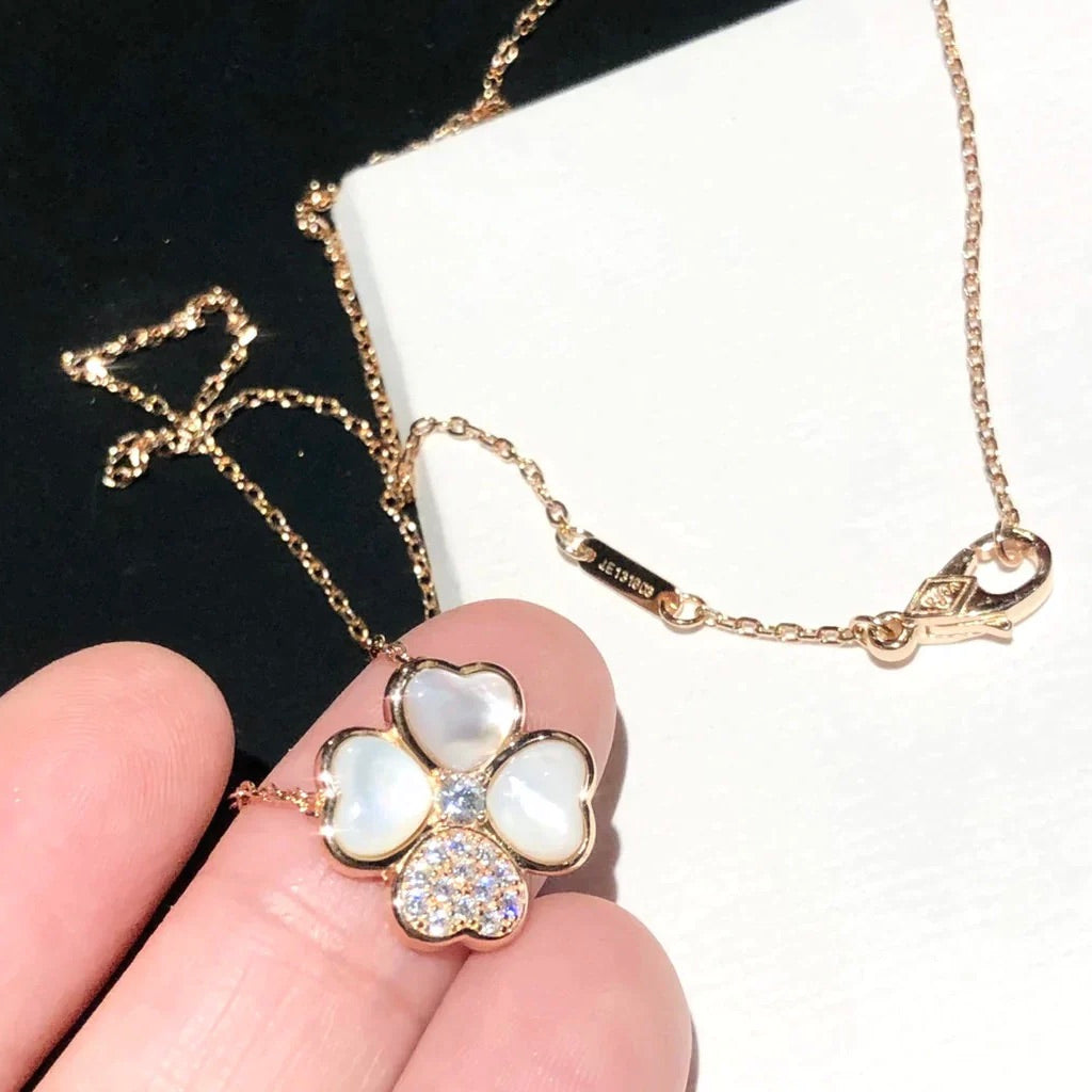 [Vicky]CLOVER MOP DIAMOND ROSE GOLD NECKLACE
