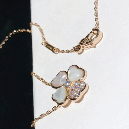 [Vicky]CLOVER MOP DIAMOND ROSE GOLD NECKLACE