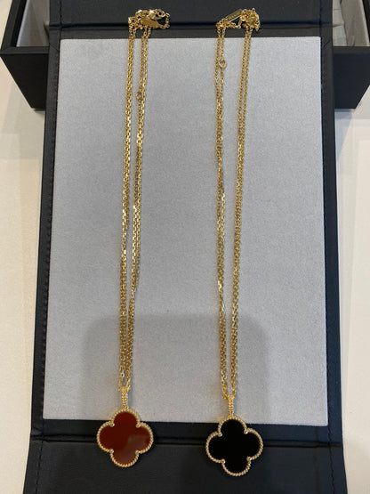 [Vicky]CLOVER 25MM NECKLACE GOLD CARNELIAN
