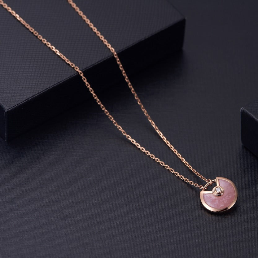 [Vicky]AMULETTE ROSE GOLD PINK MOP NECKLACE