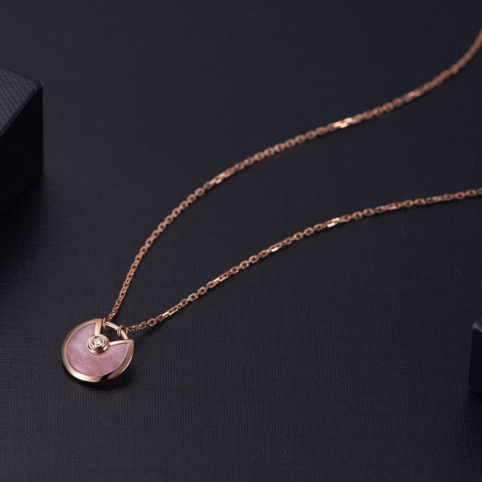 [Vicky]AMULETTE ROSE GOLD PINK MOP NECKLACE