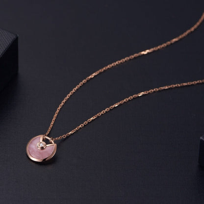 [Vicky]AMULETTE ROSE GOLD PINK MOP NECKLACE