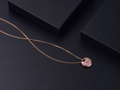 [Vicky]AMULETTE ROSE GOLD PINK MOP NECKLACE