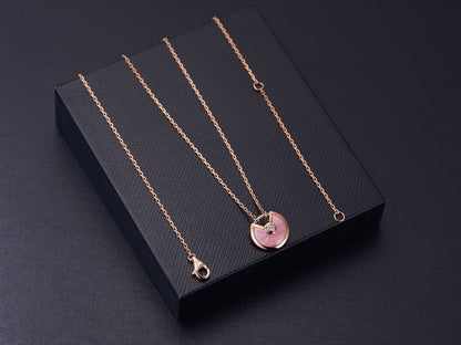 [Vicky]AMULETTE ROSE GOLD PINK MOP NECKLACE