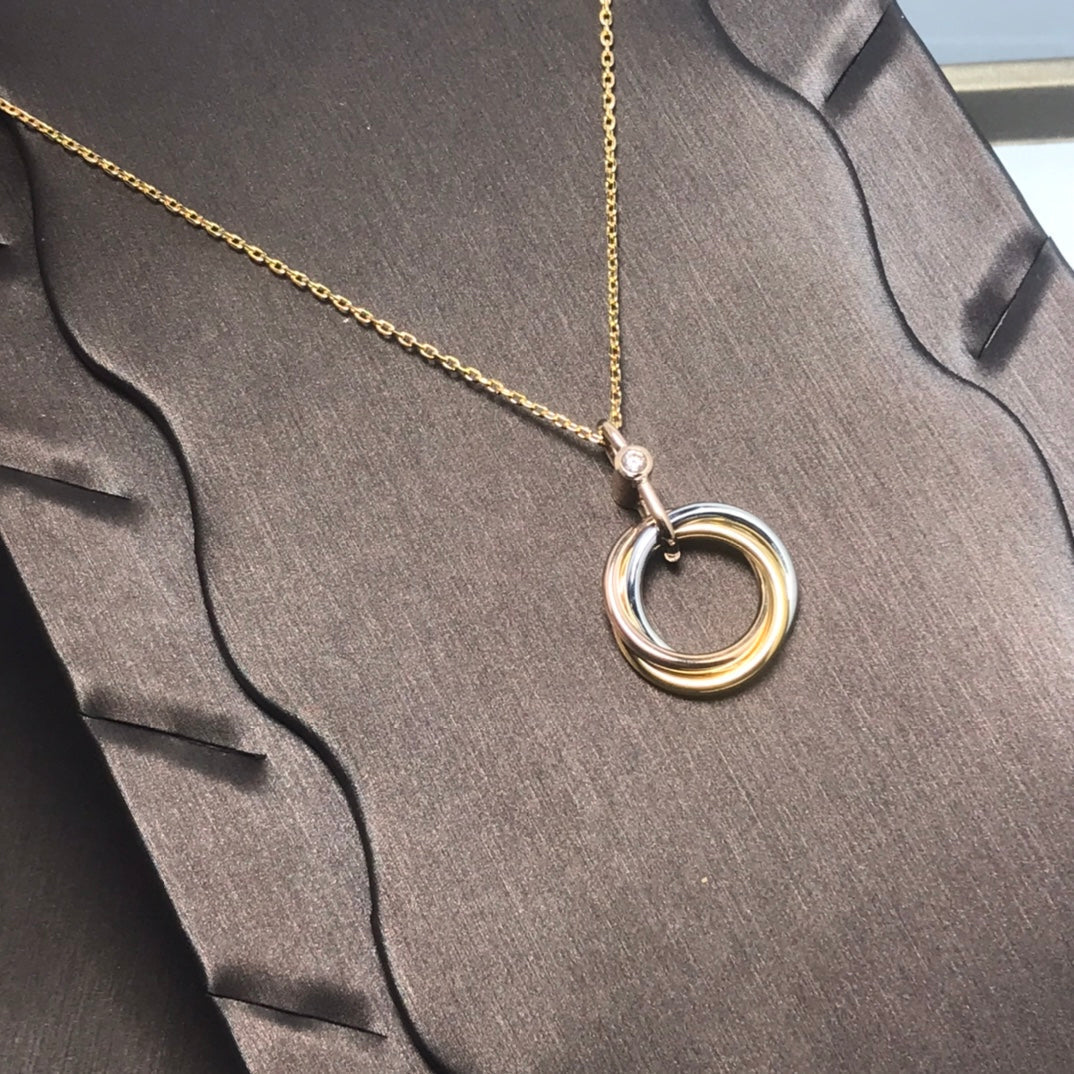 [Vicky]TRINITY SILVER GOLD PINK GOLD NECKLACE