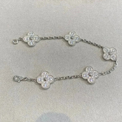 [Vicky] CLOVER 5 MOTIF FULL DIAMOND BRACELET COLLECTION
