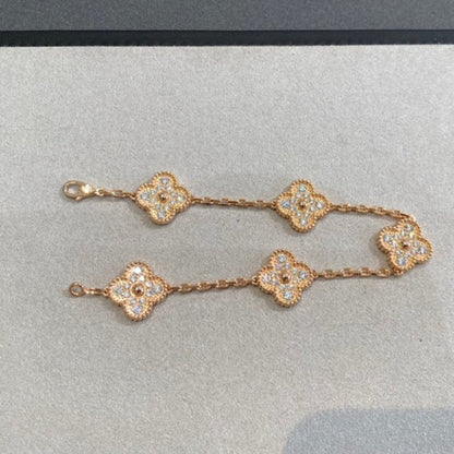 [Vicky] CLOVER 5 MOTIF FULL DIAMOND BRACELET COLLECTION