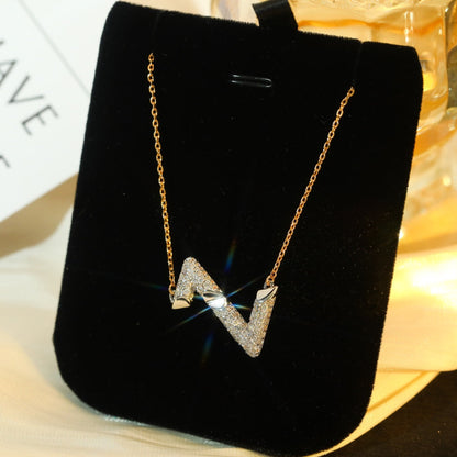 [Vicky]VOLT SILVER DIAMOND PEDANT NECKLACE