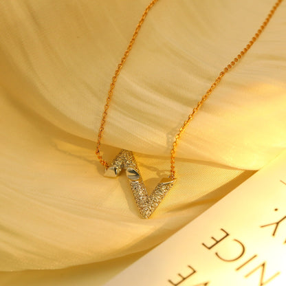 [Vicky]VOLT SILVER DIAMOND PEDANT NECKLACE