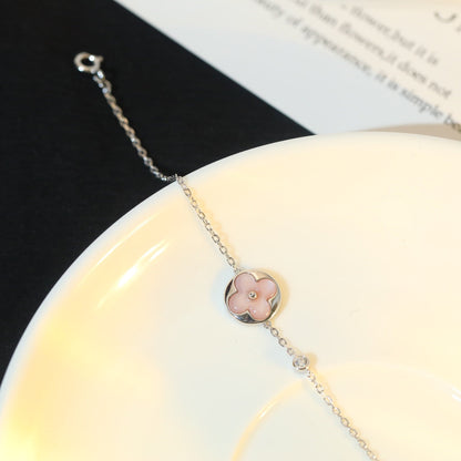 [Vicky]SUN MOTIF PINK MOP SILVER BRACELET