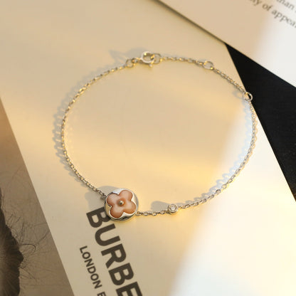 [Vicky]SUN MOTIF PINK MOP SILVER BRACELET