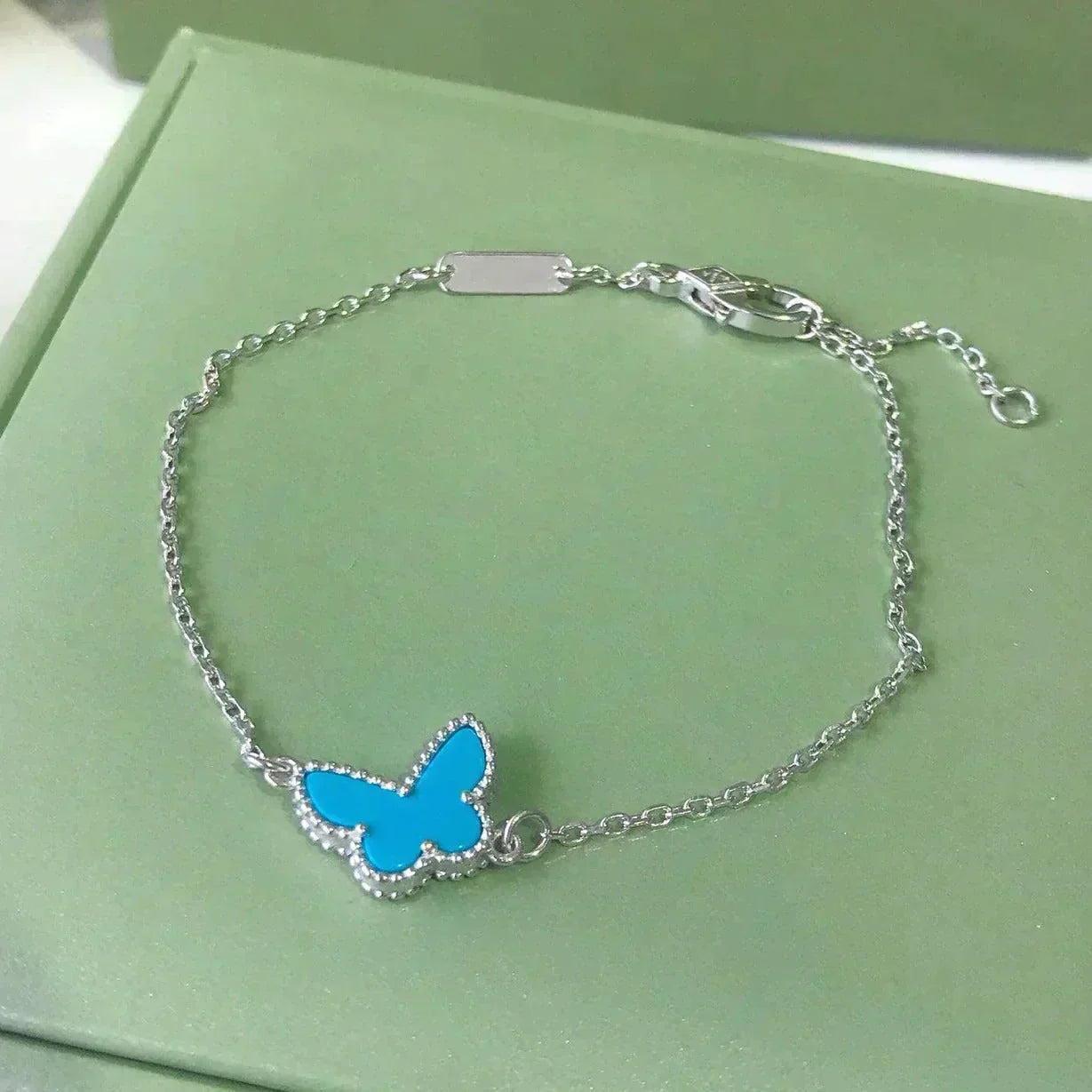 [Vicky]BUTTERFLY TURQUOISE BUTTERFLY BRACELET SILVER