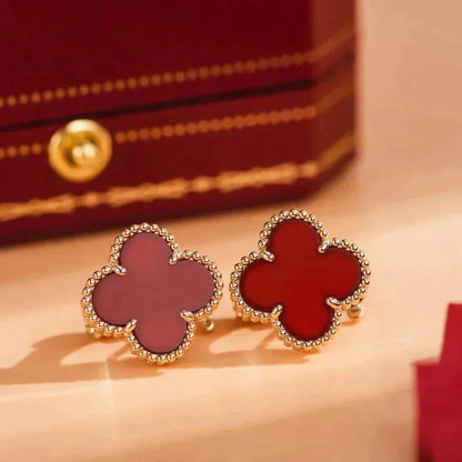 [Vicky]CLOVER MEDIUM 1 MOTIFS CARNELIAN  EARRINGS