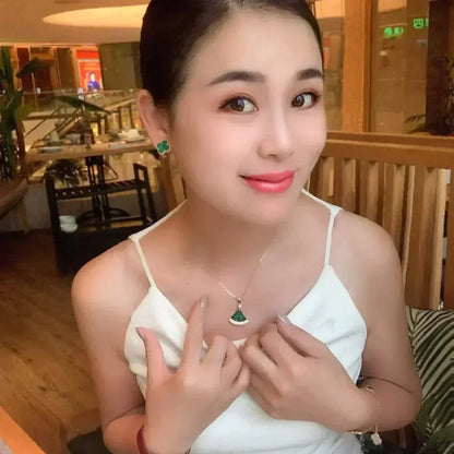 [Vicky]CLOVER MEDIUM 1 MOTIFS MALACHITE  EARRINGS