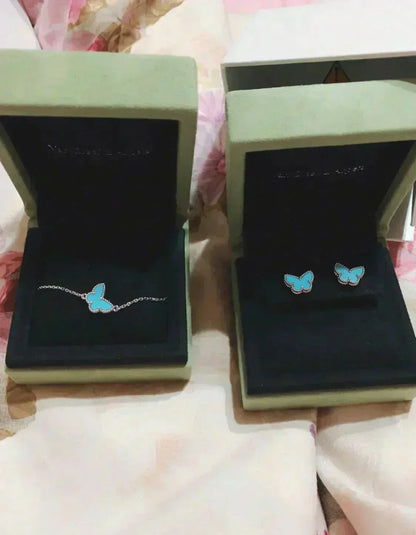 [Vicky]BUTTERFLY TURQUOISE EARRINGS SILVER
